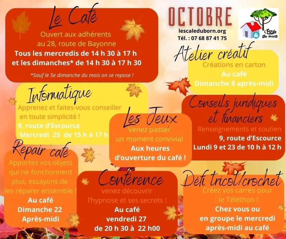 Programme d'octobre. Description complète ci-dessous.